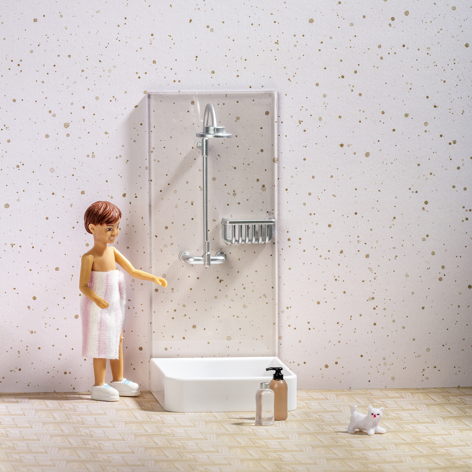 Duschkabine für Bad  Duschset Puppenhaus Lundby 
