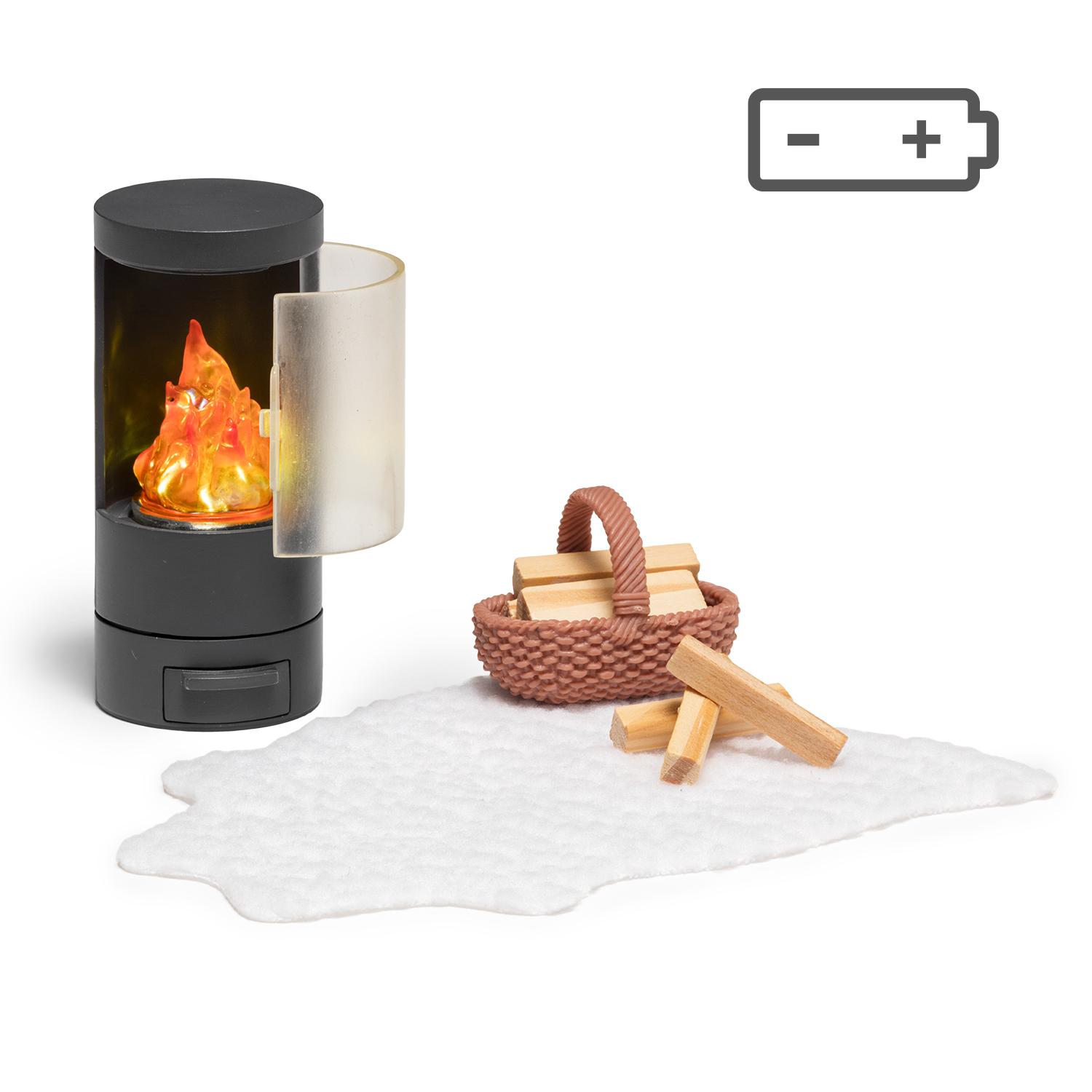 Doll house furniture & doll house accessories lundby dollhouse furniture log burner set with lighting