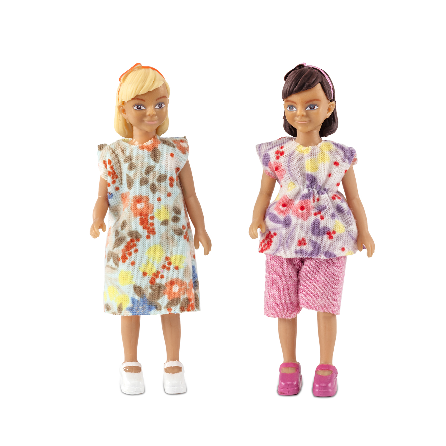 Dollhouse dolls & animals	 lundby dollhouse dolls 2 girls