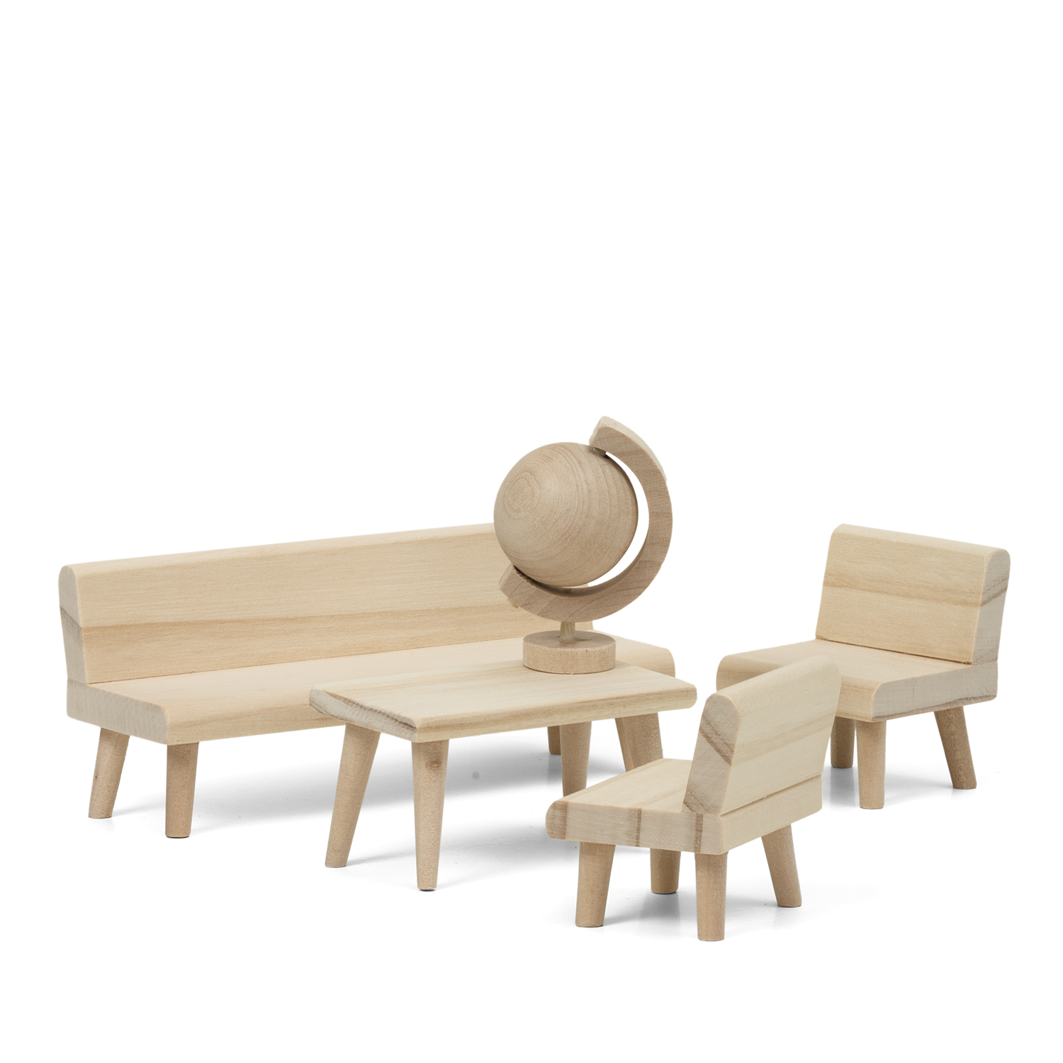 Wooden toys lundby dollhouse furniture living room set natural wood