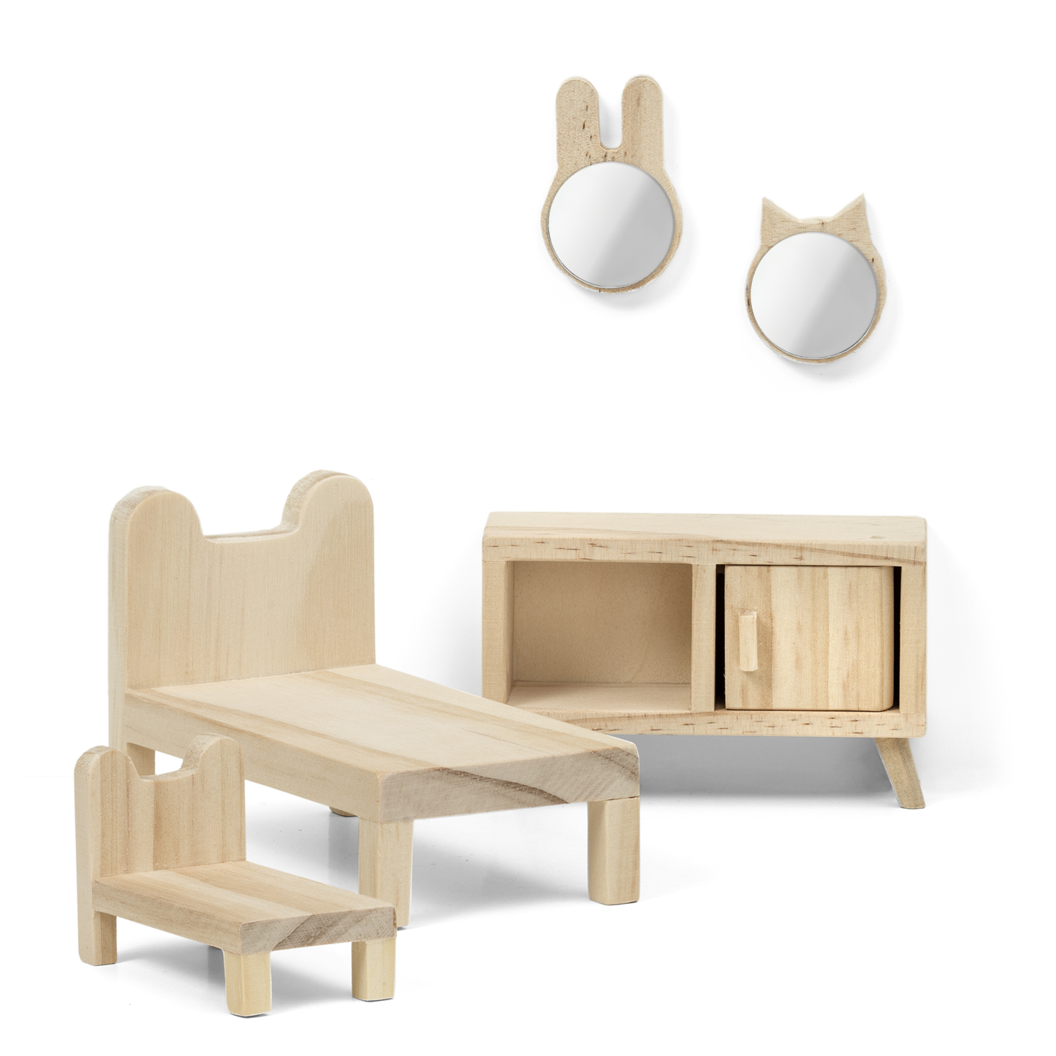 Doll house furniture & doll house accessories lundby dollhouse furniture bedroom set natural wood