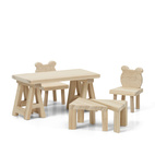 Outlet lundby dollhouse furniture table & chairs natural wood