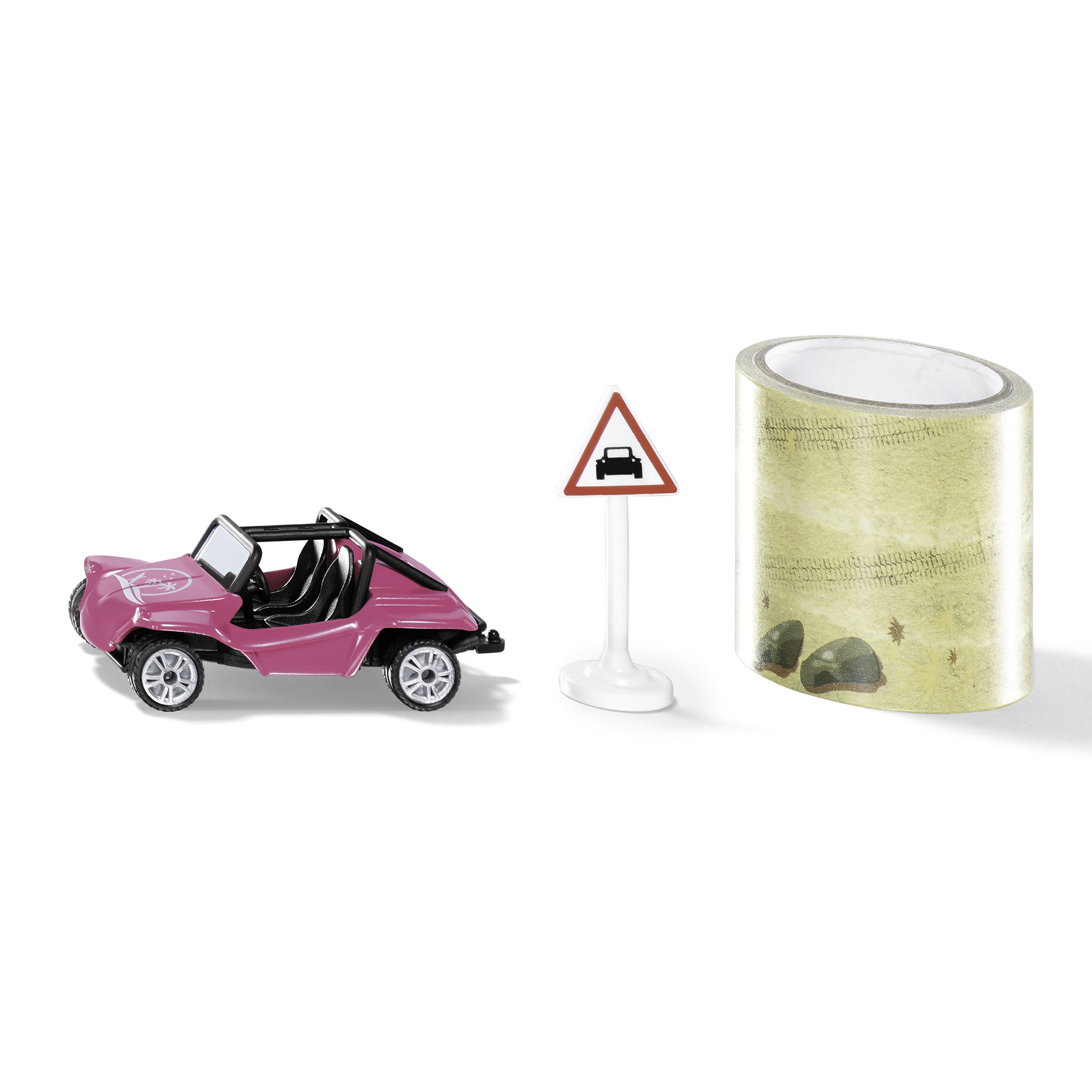Toy cars siku buggy with sign & beach tape