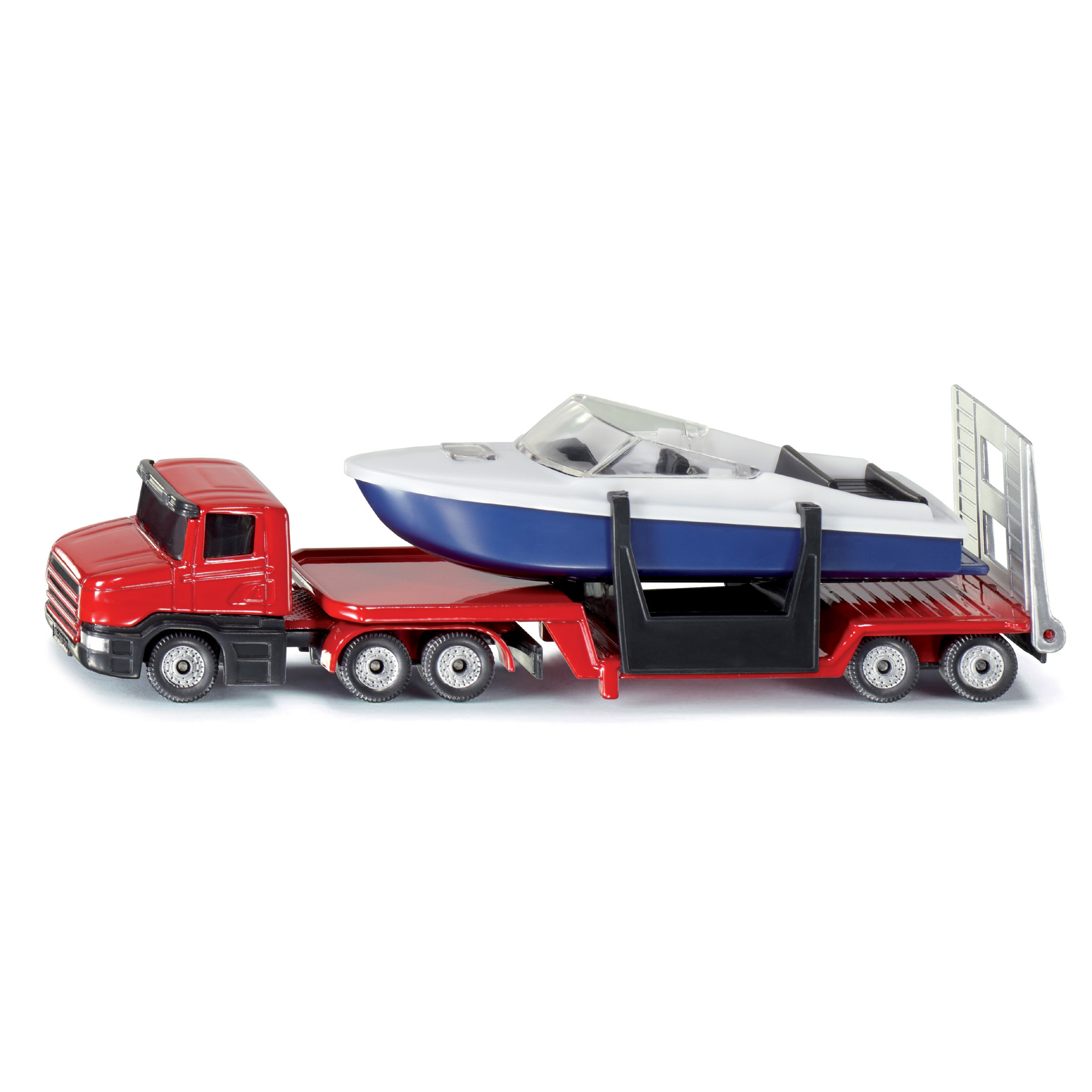 Toy trucks siku low loader with boat