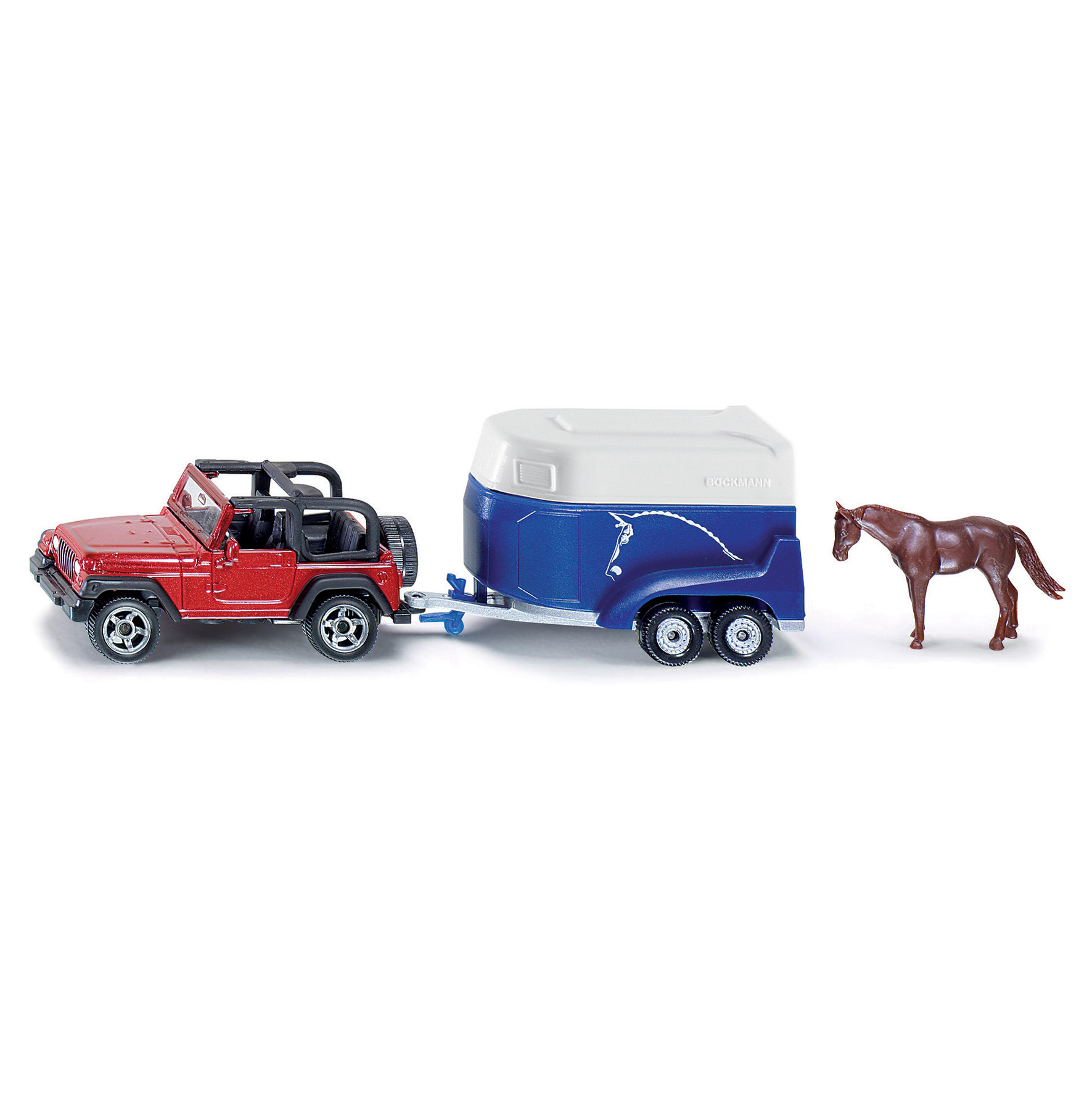 Toy cars siku jeep with horse trailer