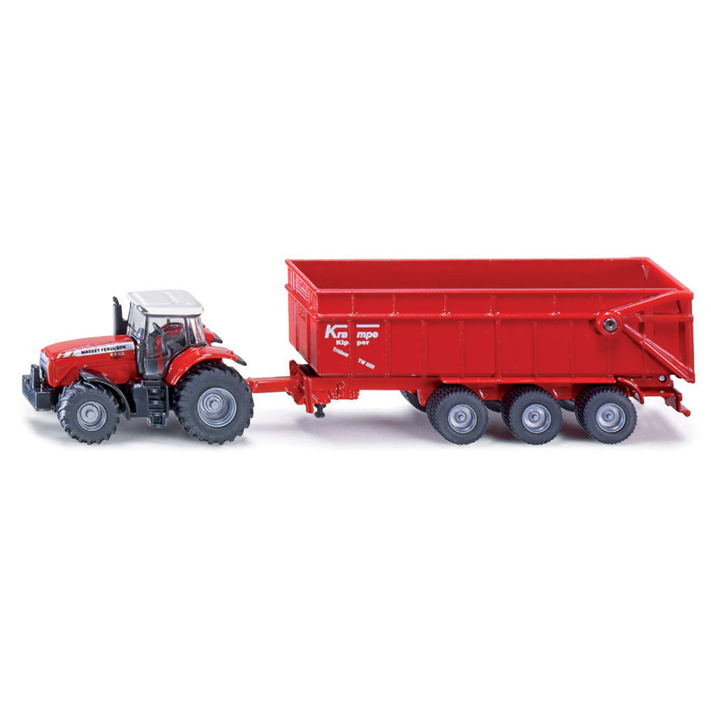 Toy cars siku tractor massey ferguson with 3-axel trailer 1:87
