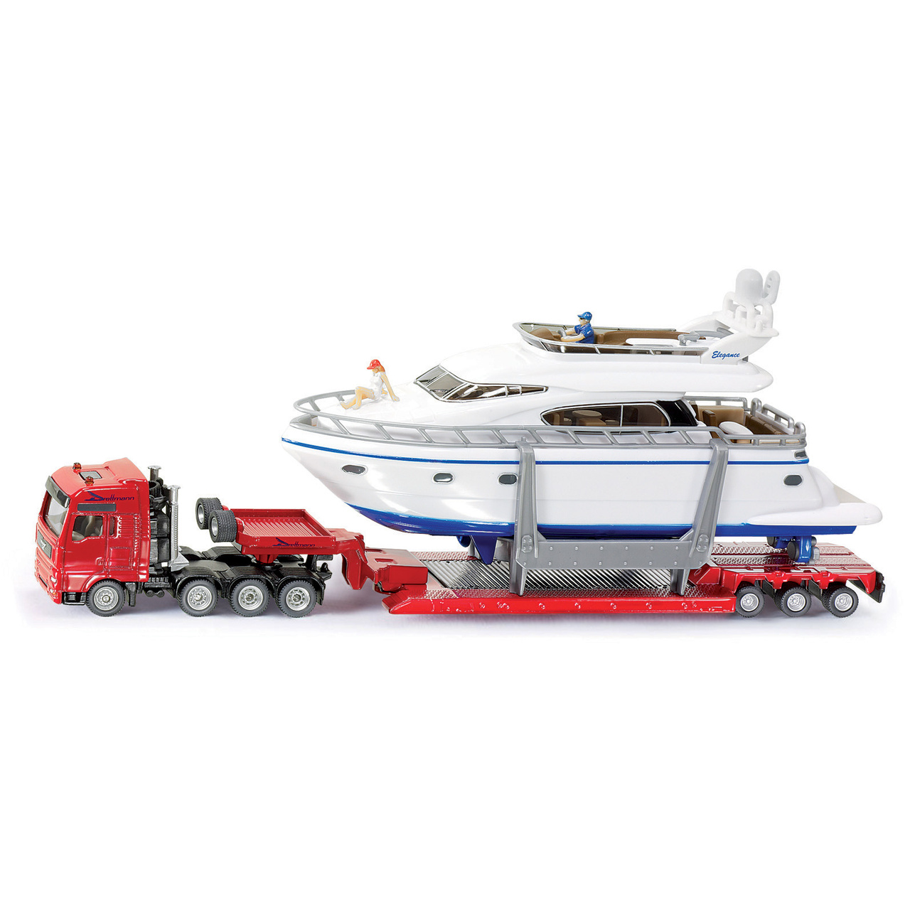 Legetøjsbiler siku transportbil med yacht 1:87