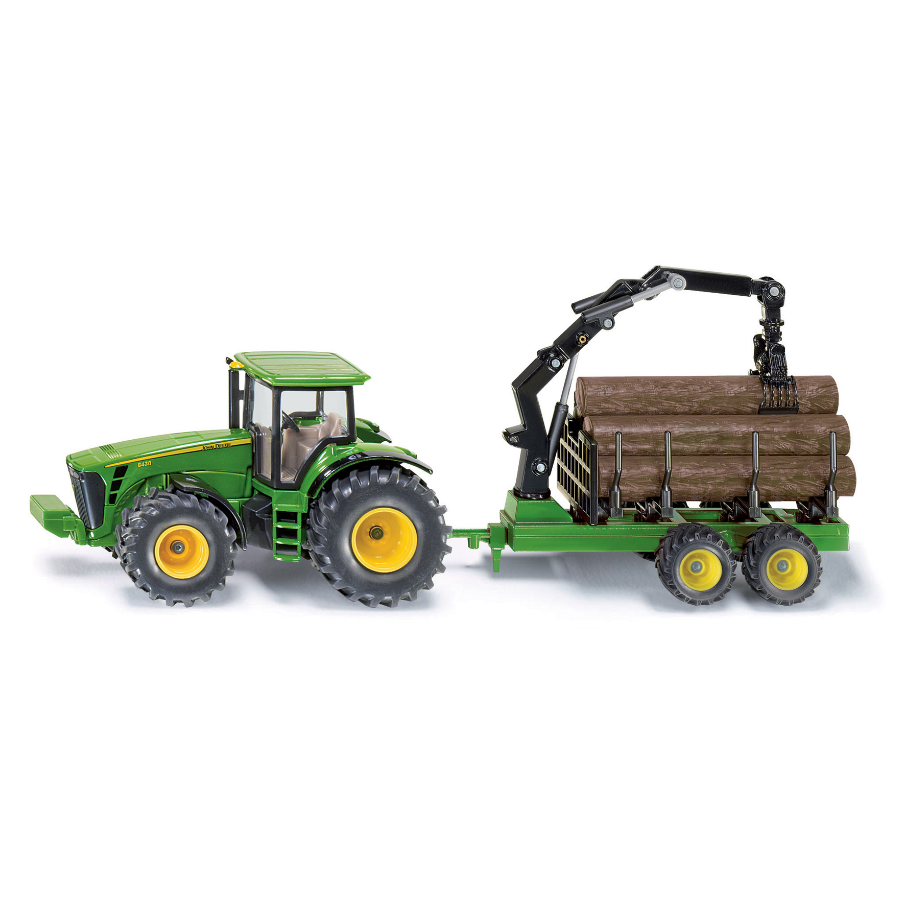 Traktorit ja maatilan ajoneuvot siku jd traktori ja tukkikärry 1:50