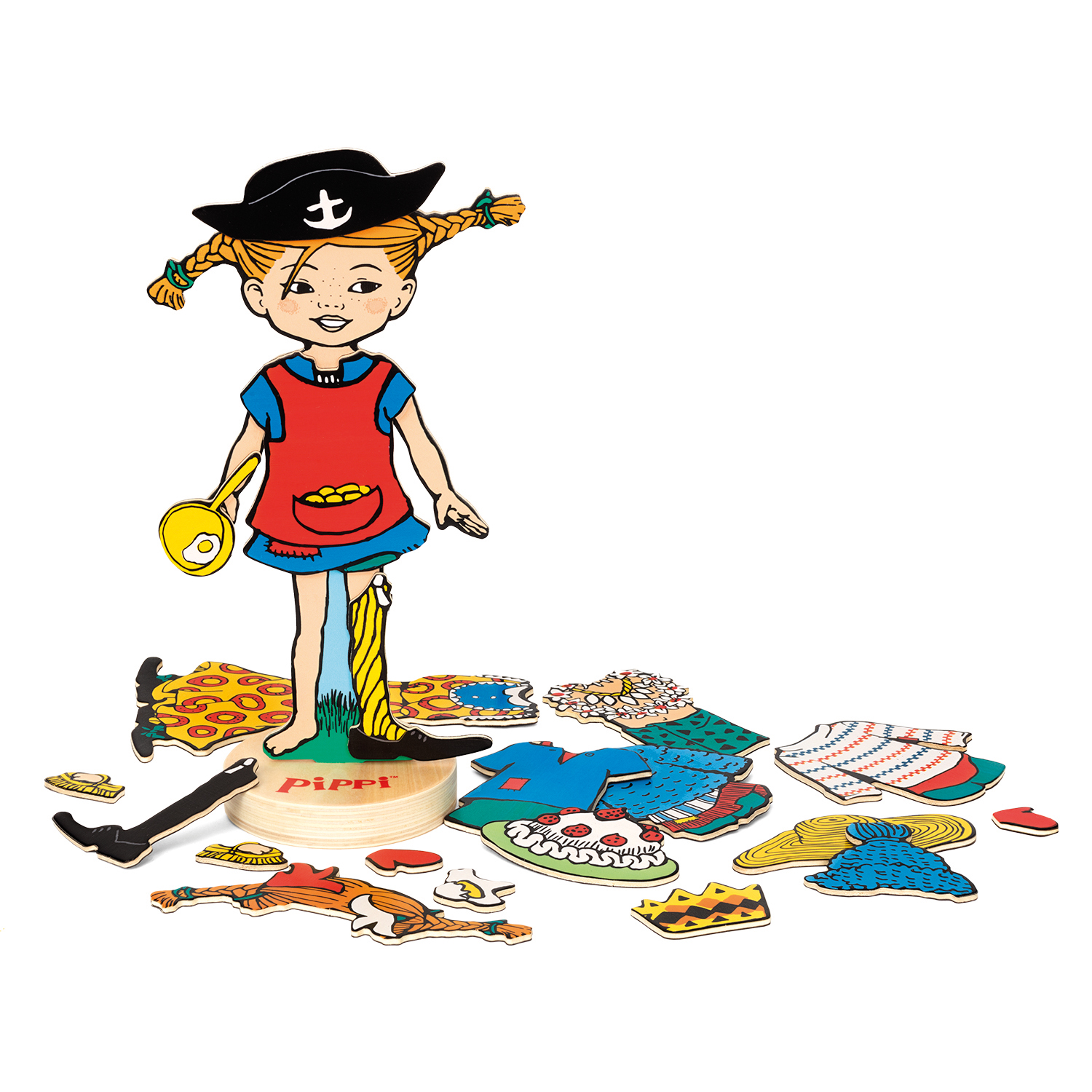 Wooden toys pippi magnetic doll
