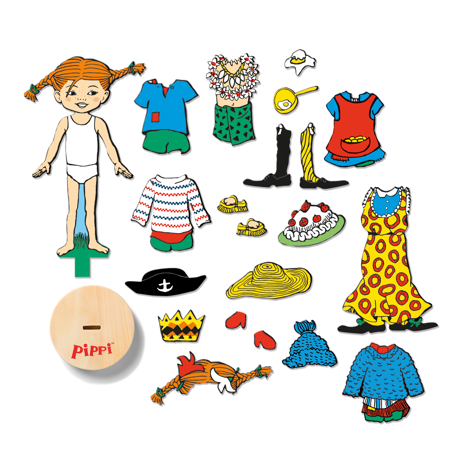 Wooden toys pippi magnetic doll