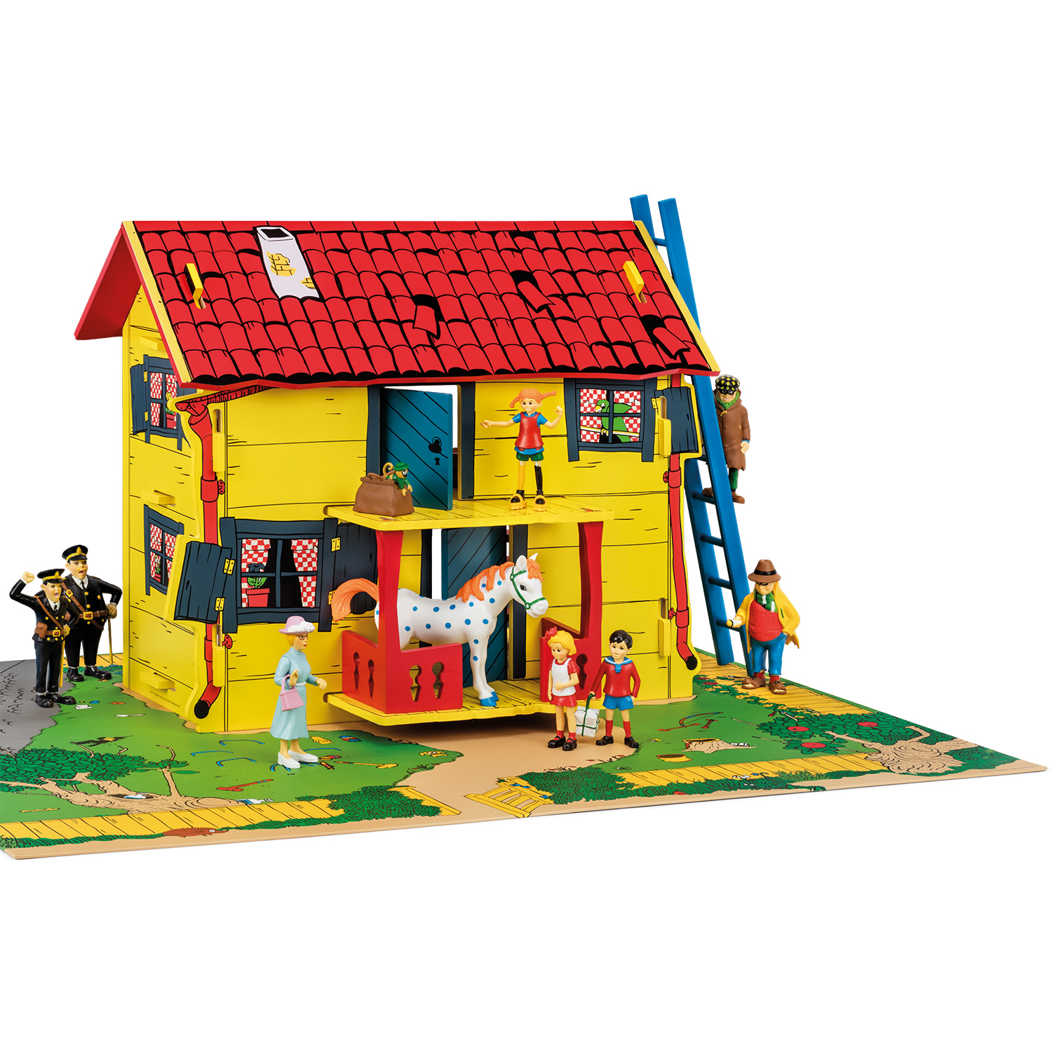 Holzspielzeug pippi spieleset villa kunterbunt puppenhaus