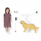 Dollhouse dolls & animals	 lundby	doll house dolls with cane and guide dog