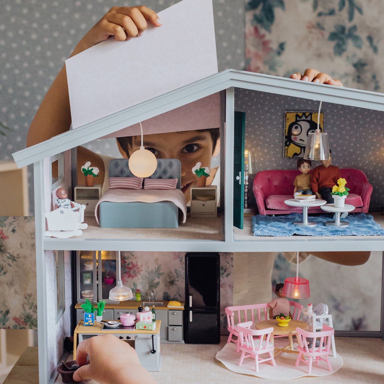 Doll house furniture & doll house accessories lundby dollhouse furniture living room set pink