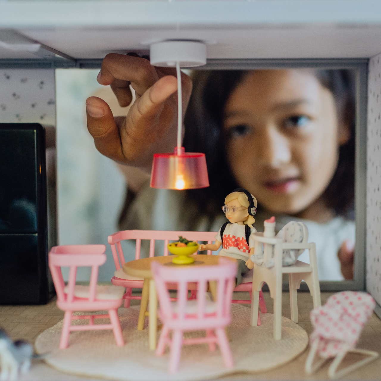 Dukkehusmøbler & tilbehør lundby dukkehusmøbler spisebordssæt lyserød