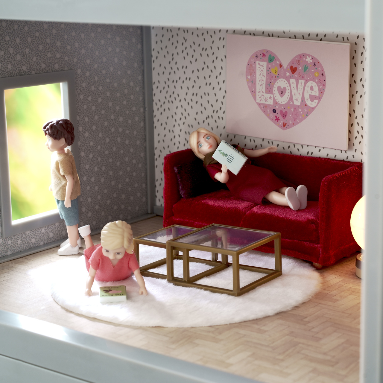 Doll house furniture & doll house accessories lundby dollhouse furniture living room set red