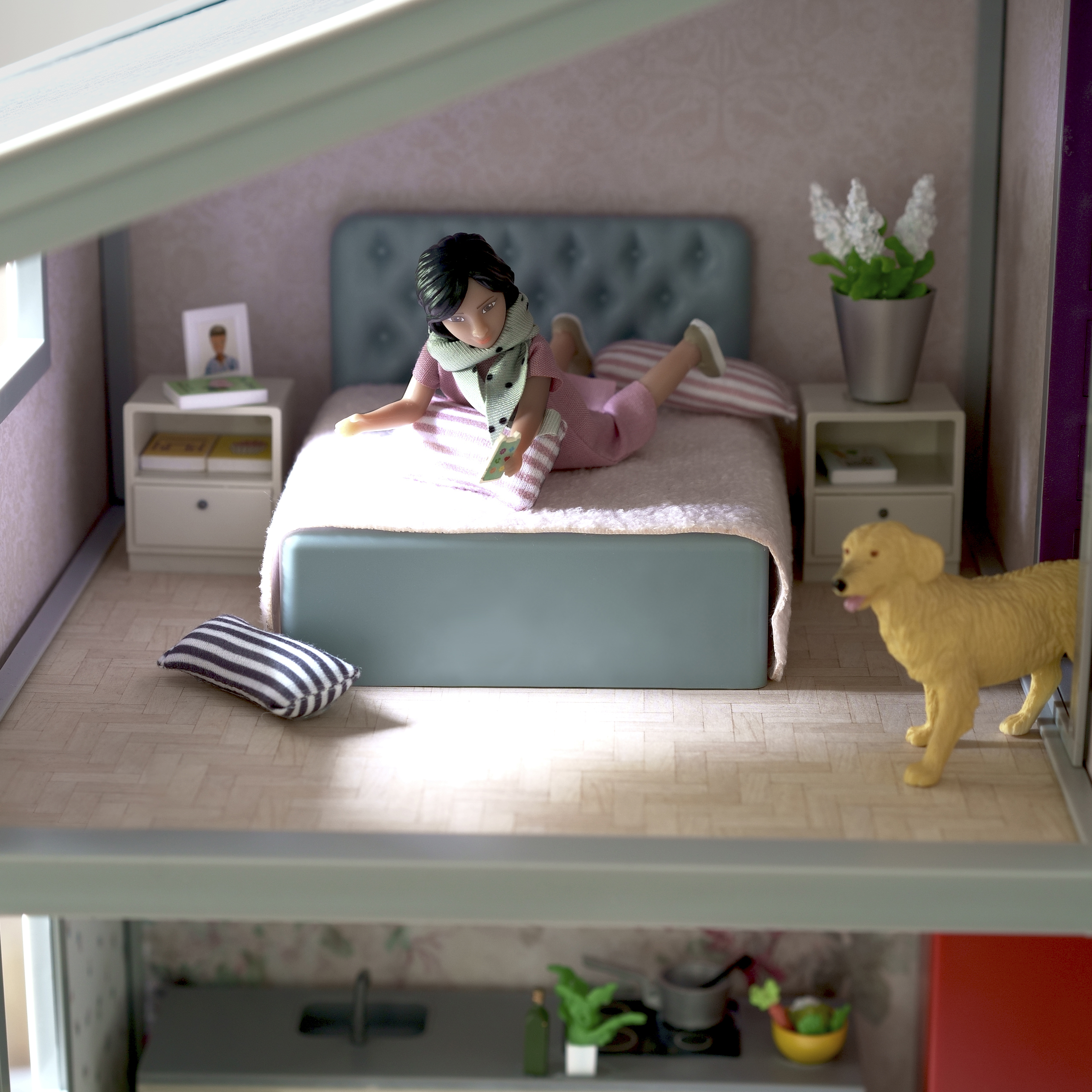 Doll house furniture & doll house accessories lundby dollhouse furniture bedroom set basic