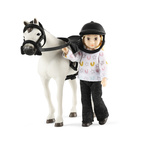 Dukker og dyr til dukkehus	 lundby	dukke til dukkehus	 med hest