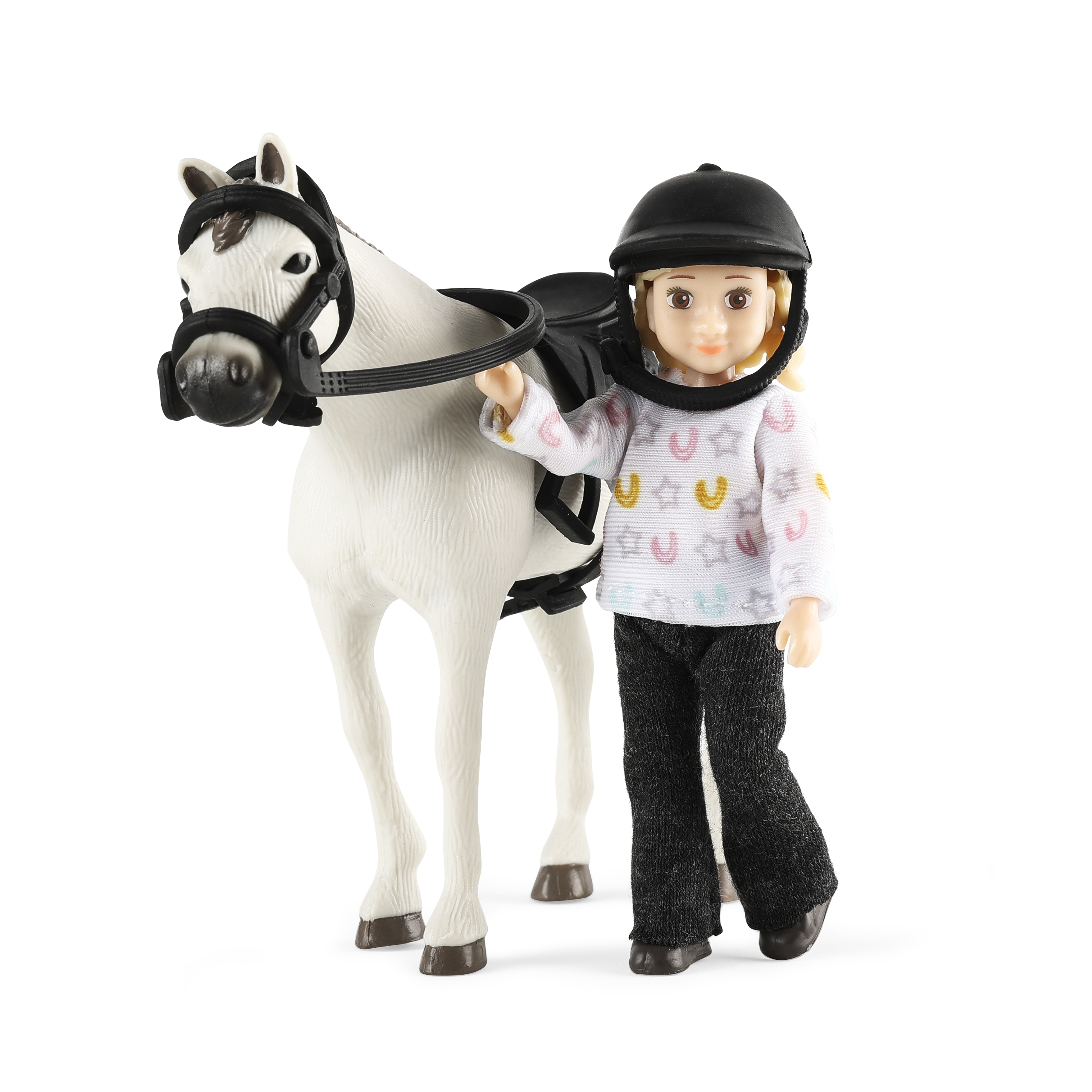 Dolls lundby	dollshouse doll with horse