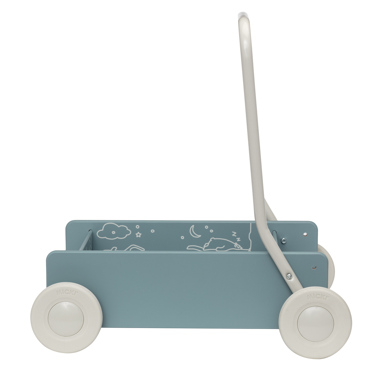 Babyleker micki lær å gå-vogn blå