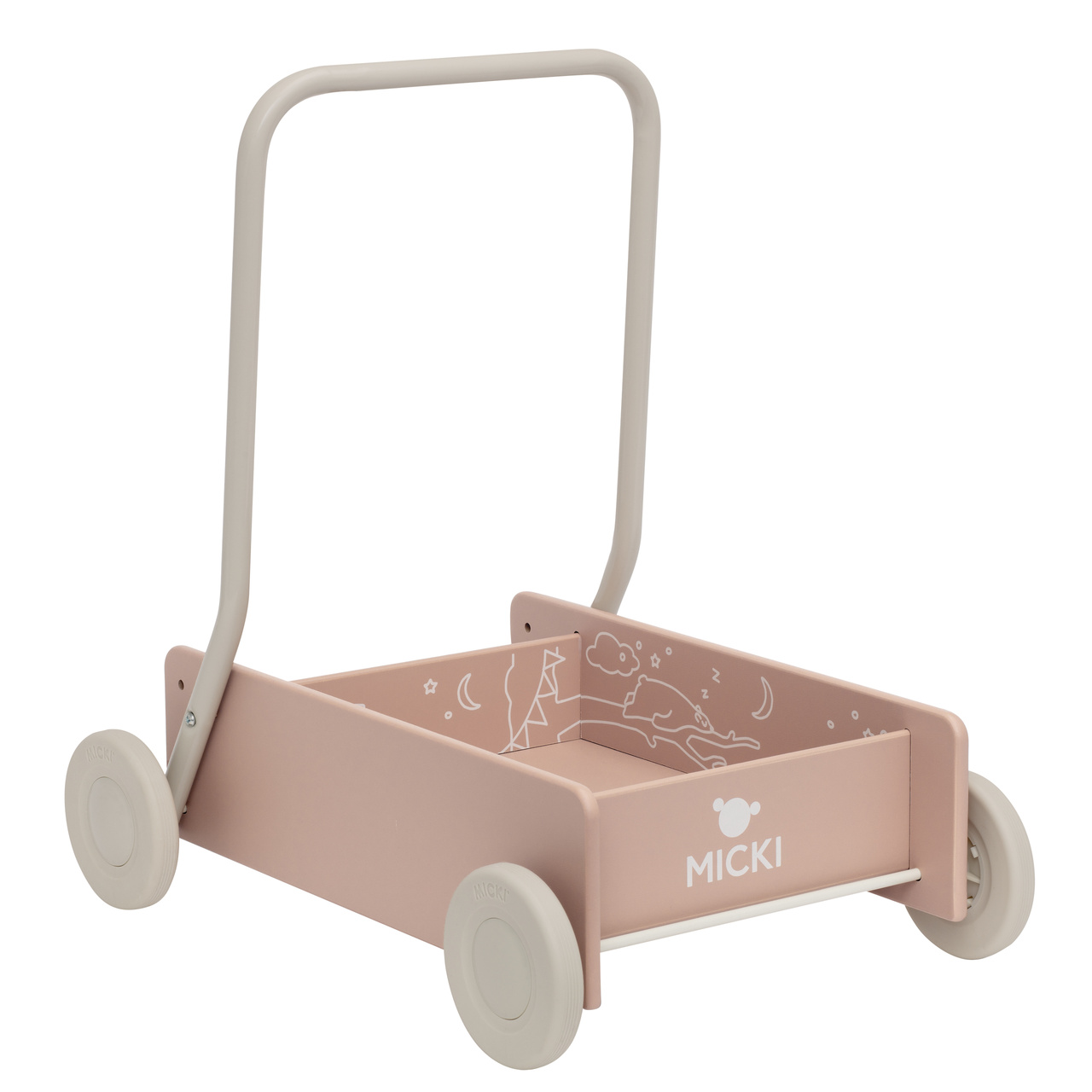 Babyleksaker micki lära-gå-vagn rosa