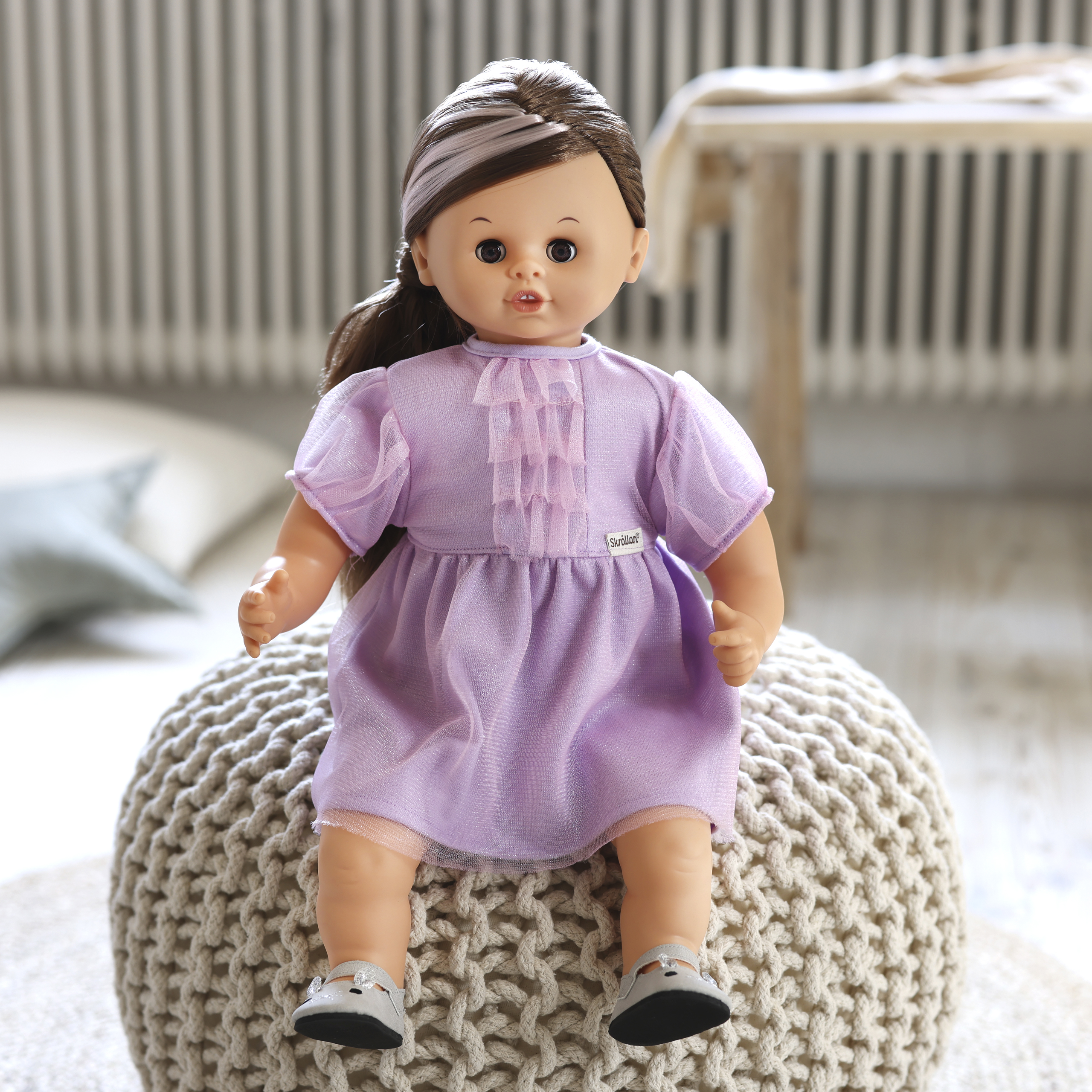 Skrållan skrållan doll clothes party dress purple 45 cm
