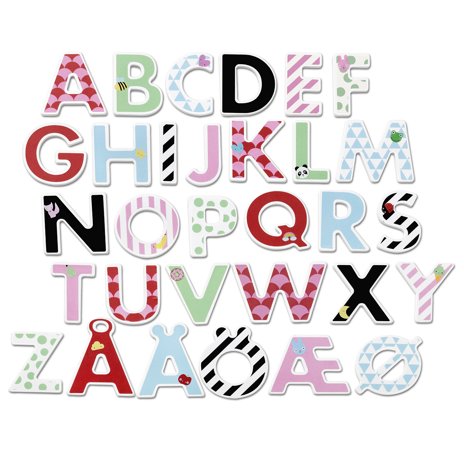 Bokstäver & Siffror micki e - bokstav & stickers med olika mönster