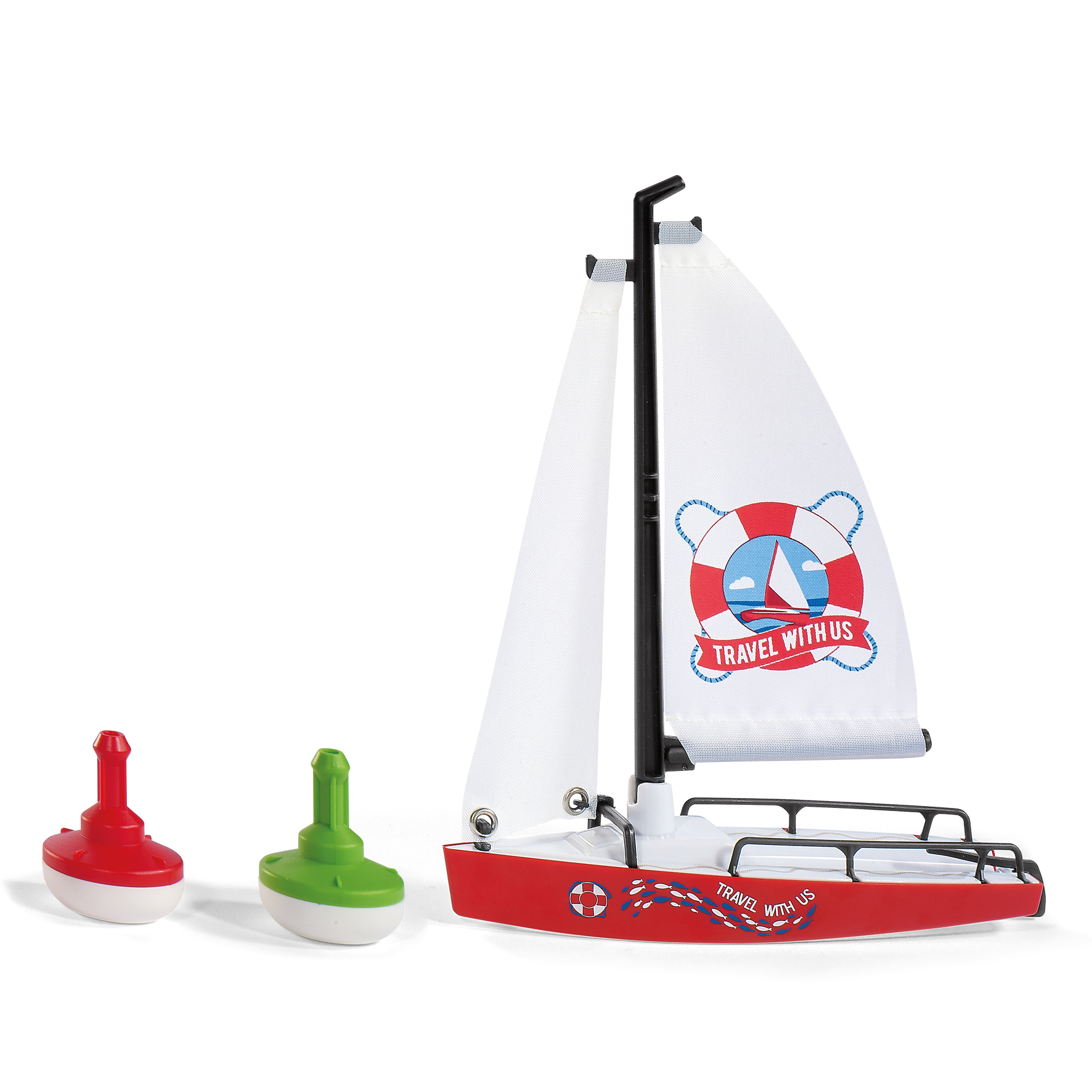 Outlet sailing boat with buoys