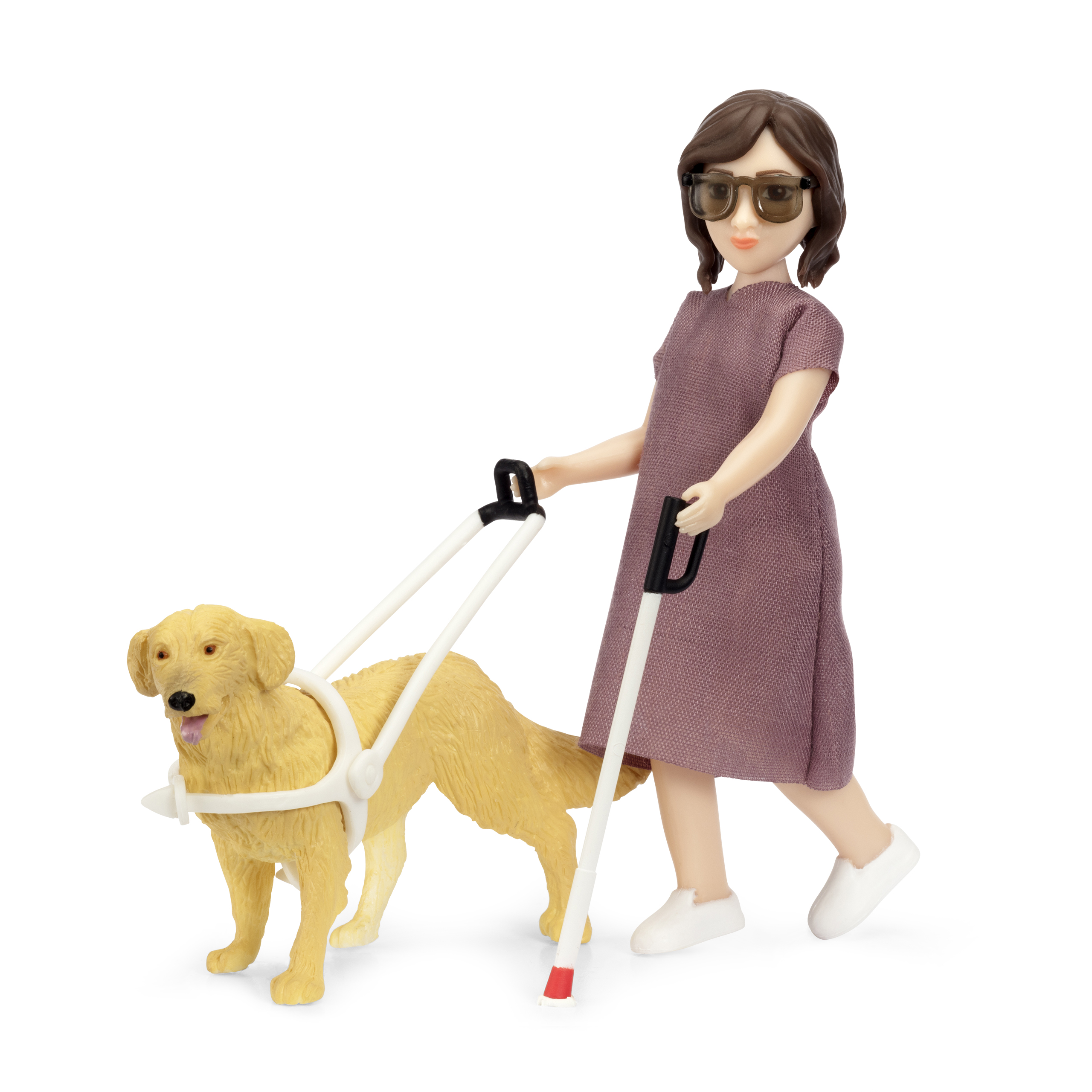 Dolls lundby	doll house dolls with cane and guide dog