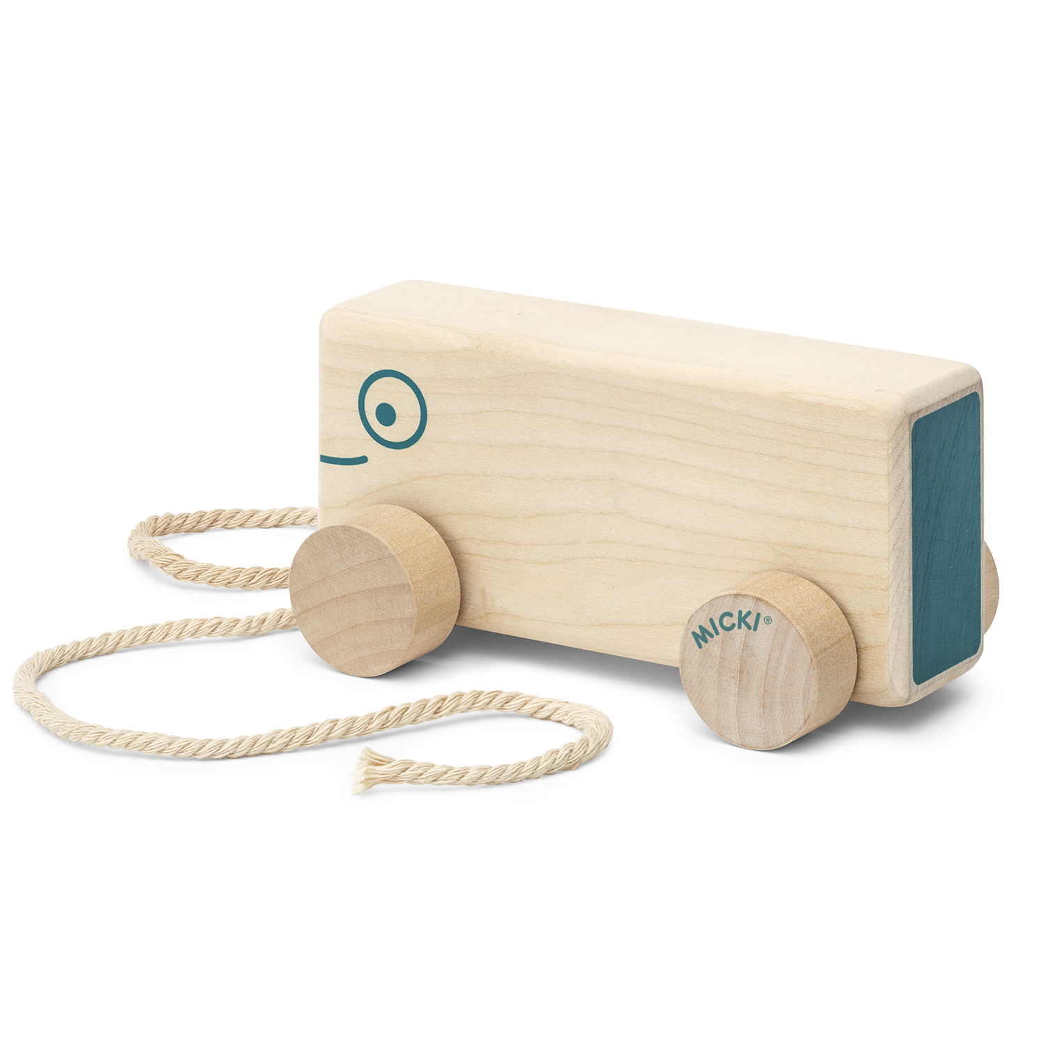 Wooden toys micki pull along toy natural wood