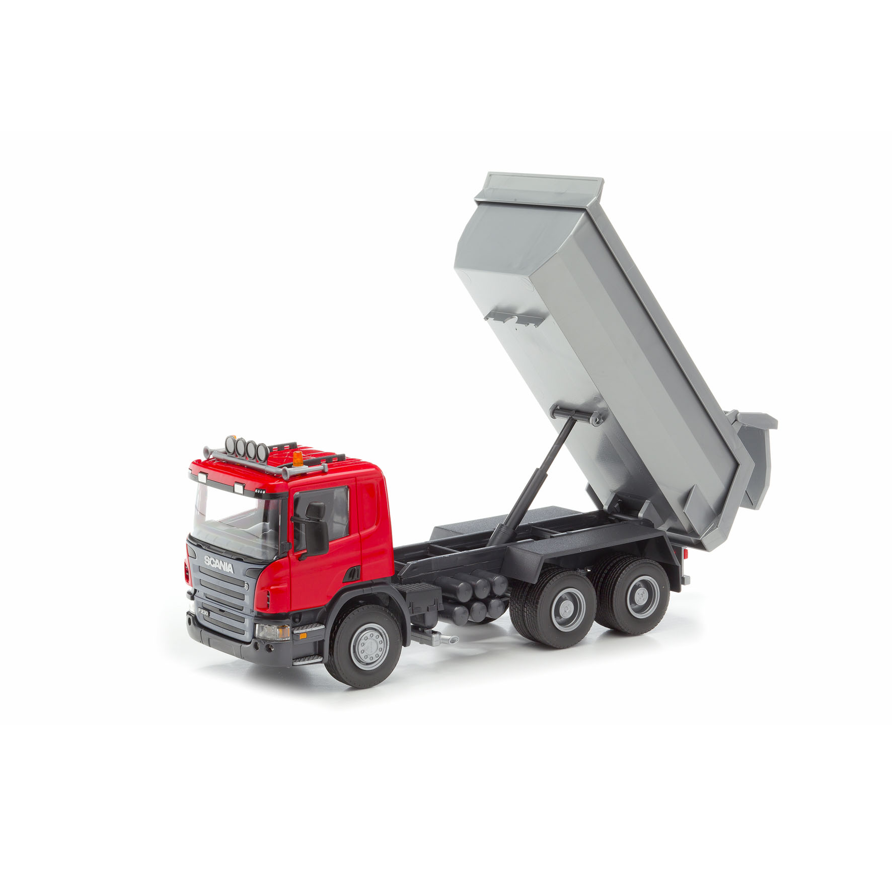 Lastbiler emek legetøjsbil affaldsbil scania 3-akslet rød 1:25