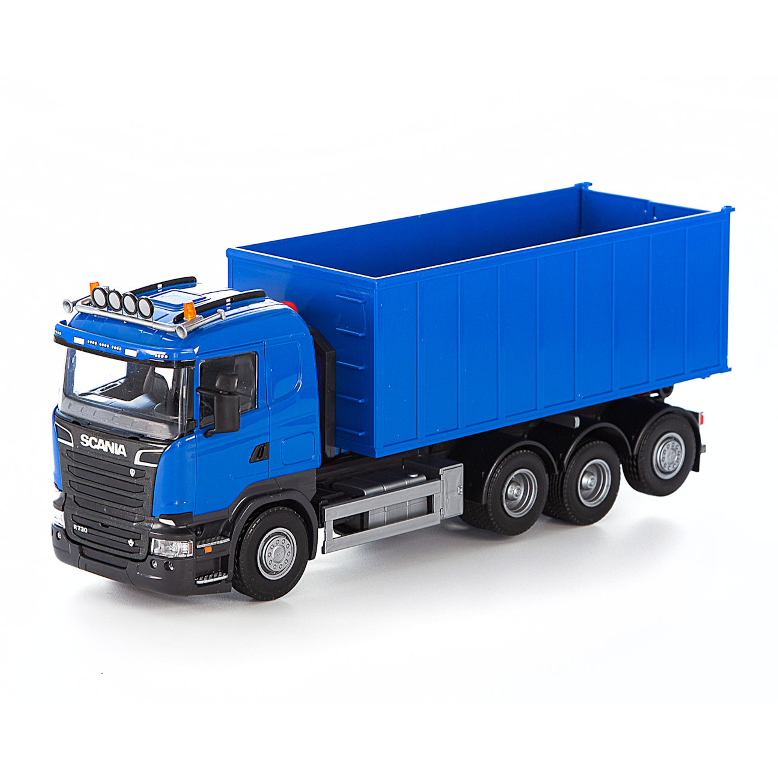 Lastbiler emek legetøjsbil lastbil med løftekrog scania blå 1:25