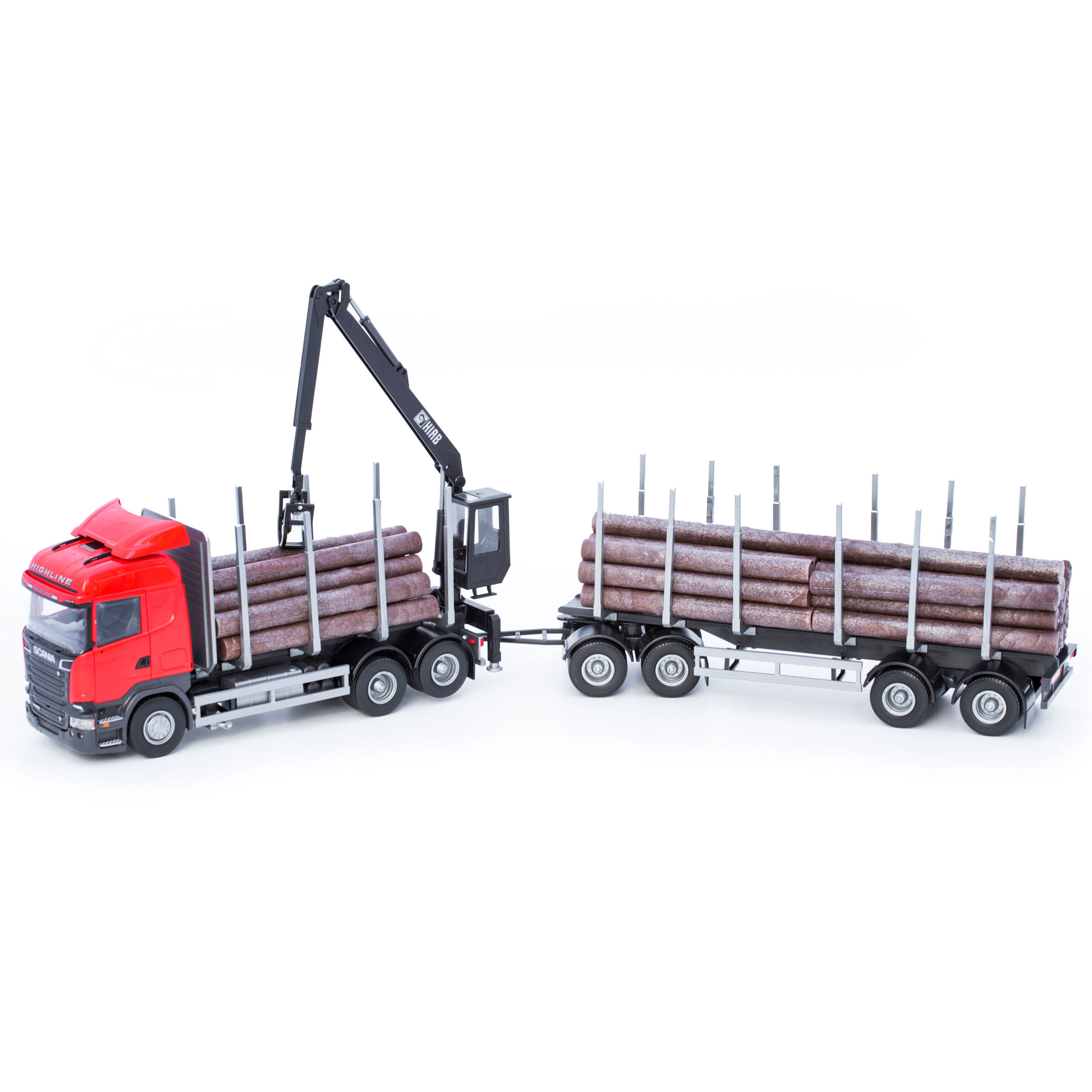 Lastbiler emek legetøjsbil tømmerbil scania rød 1:25
