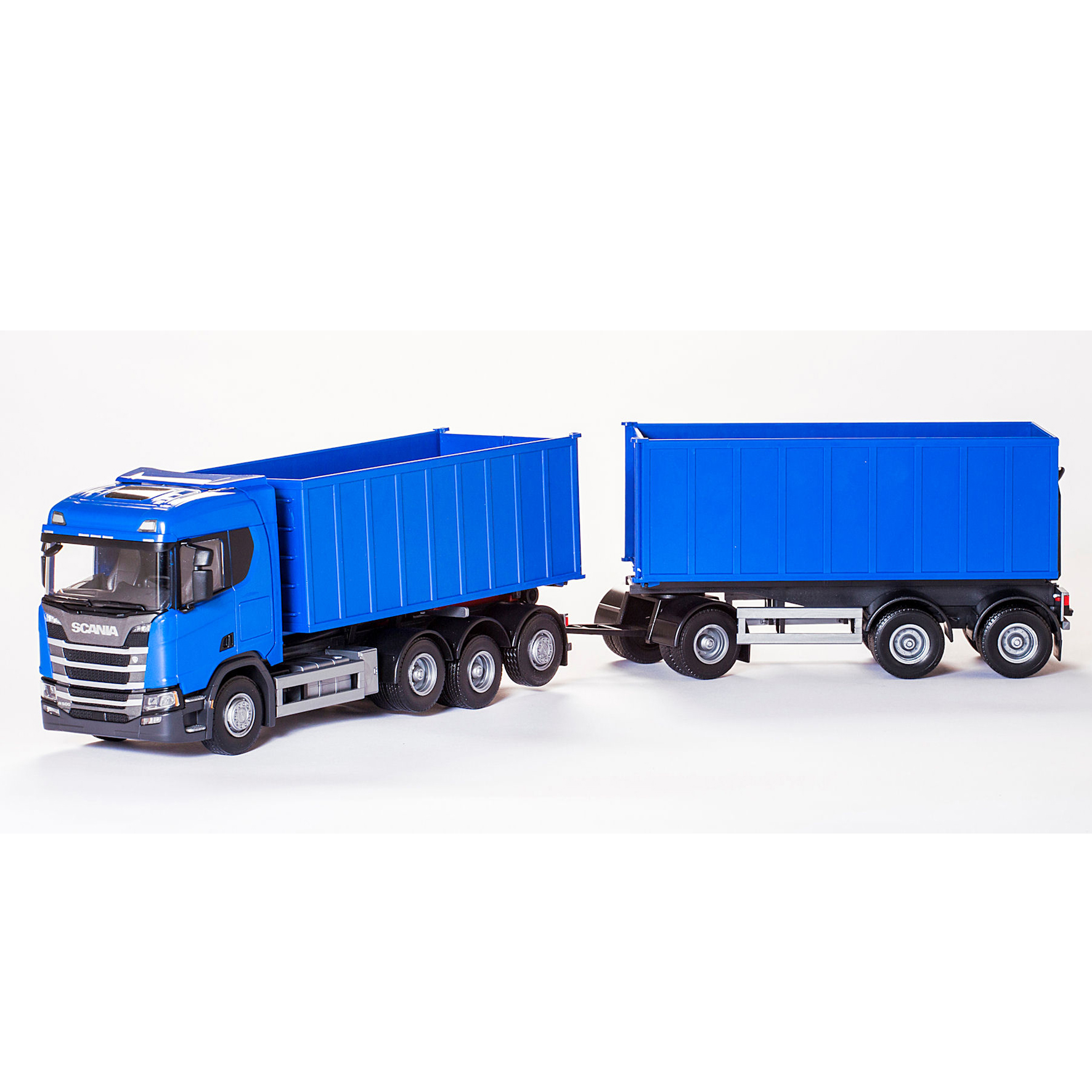 Lastbiler emek legetøjsbil lastbil m. kroghejs scania blå 1:25
