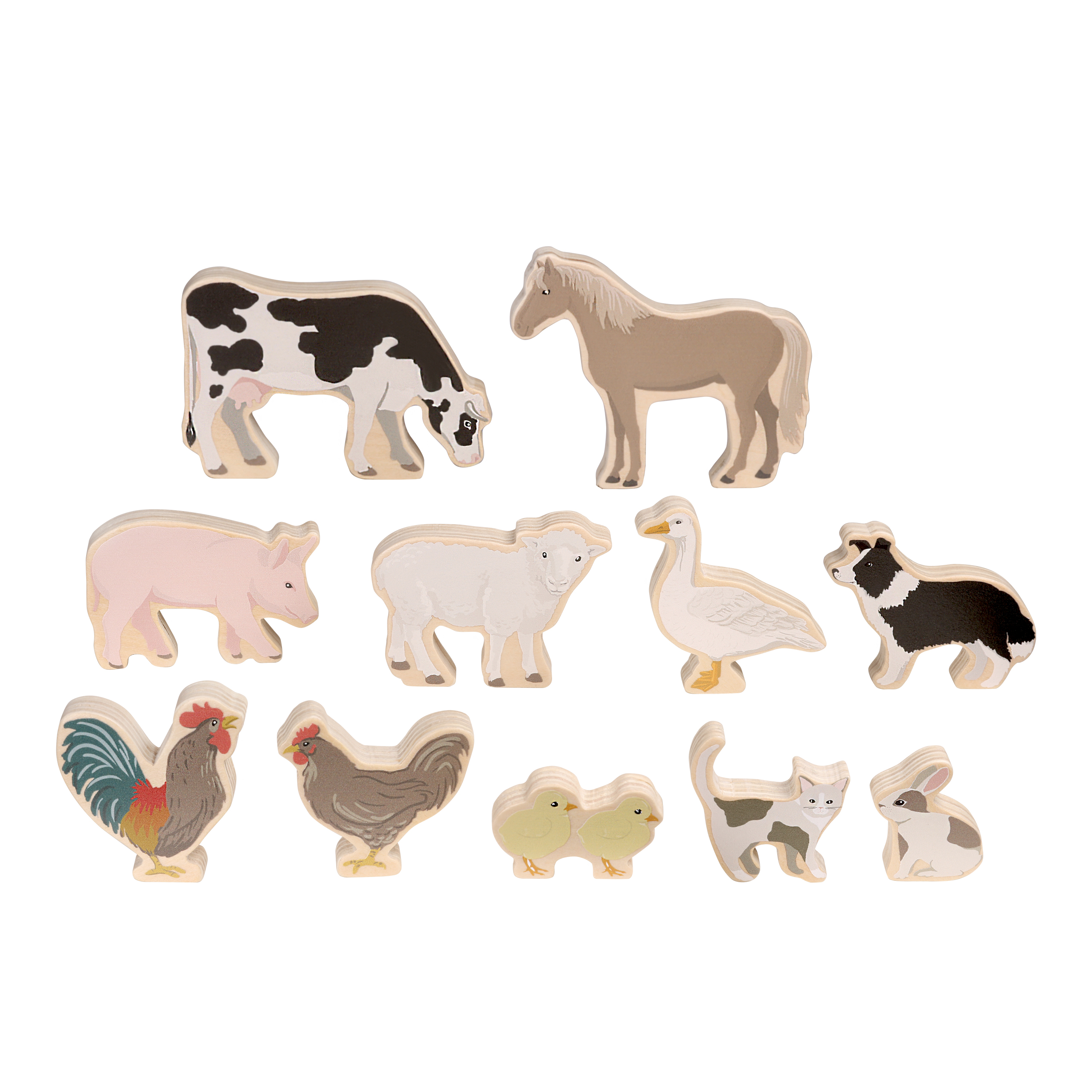 Leksaksfigurer & Tillbehör micki figurine set wooden farm animals