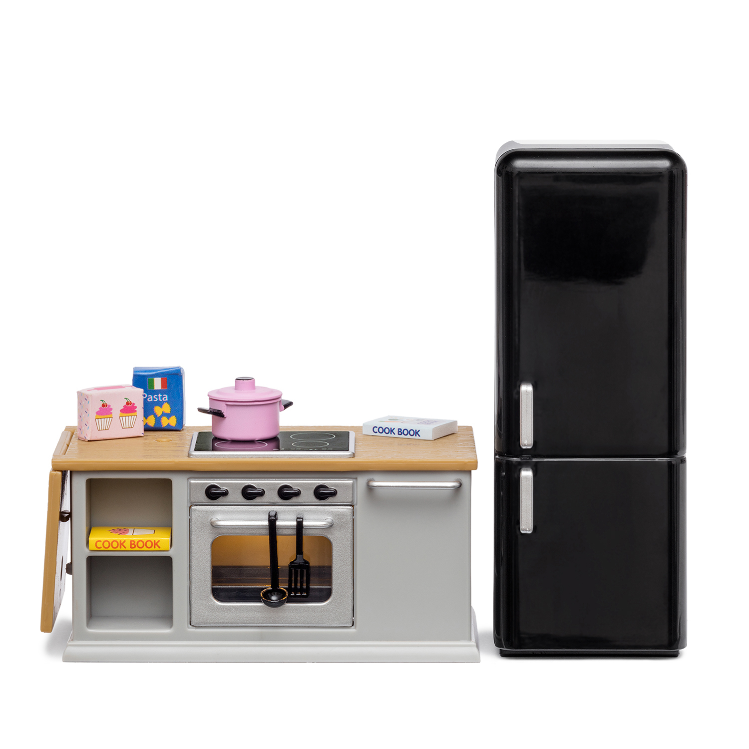 Lundby lundby doll house furniture kitchen cooker & fridge with lighting