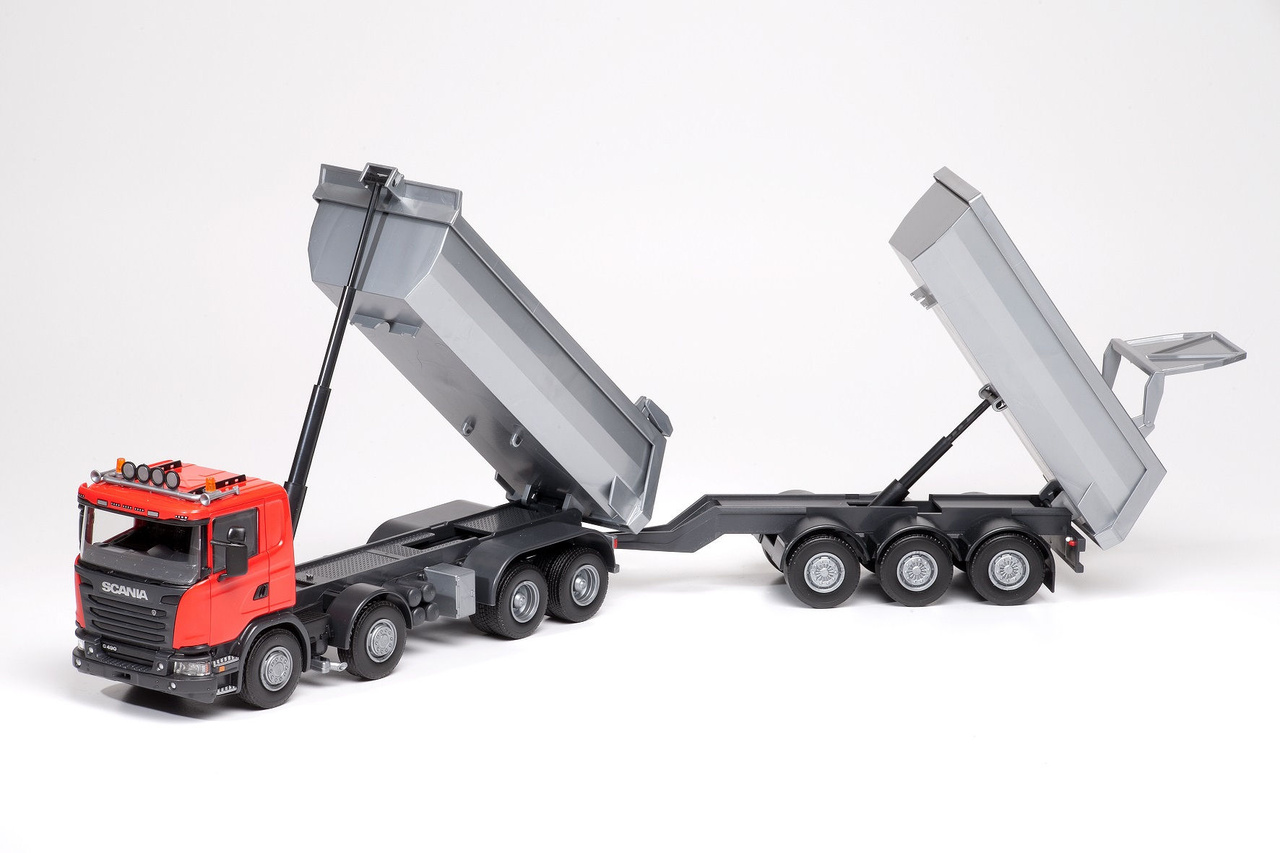 EMEK TOY CAR TIPPER WITH TRAILER SCANIA RED 1:25