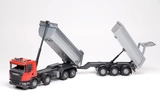 EMEK LEGETØJSBIL TIPPER MED ANHÆNGER SCANIA RØD 1:25