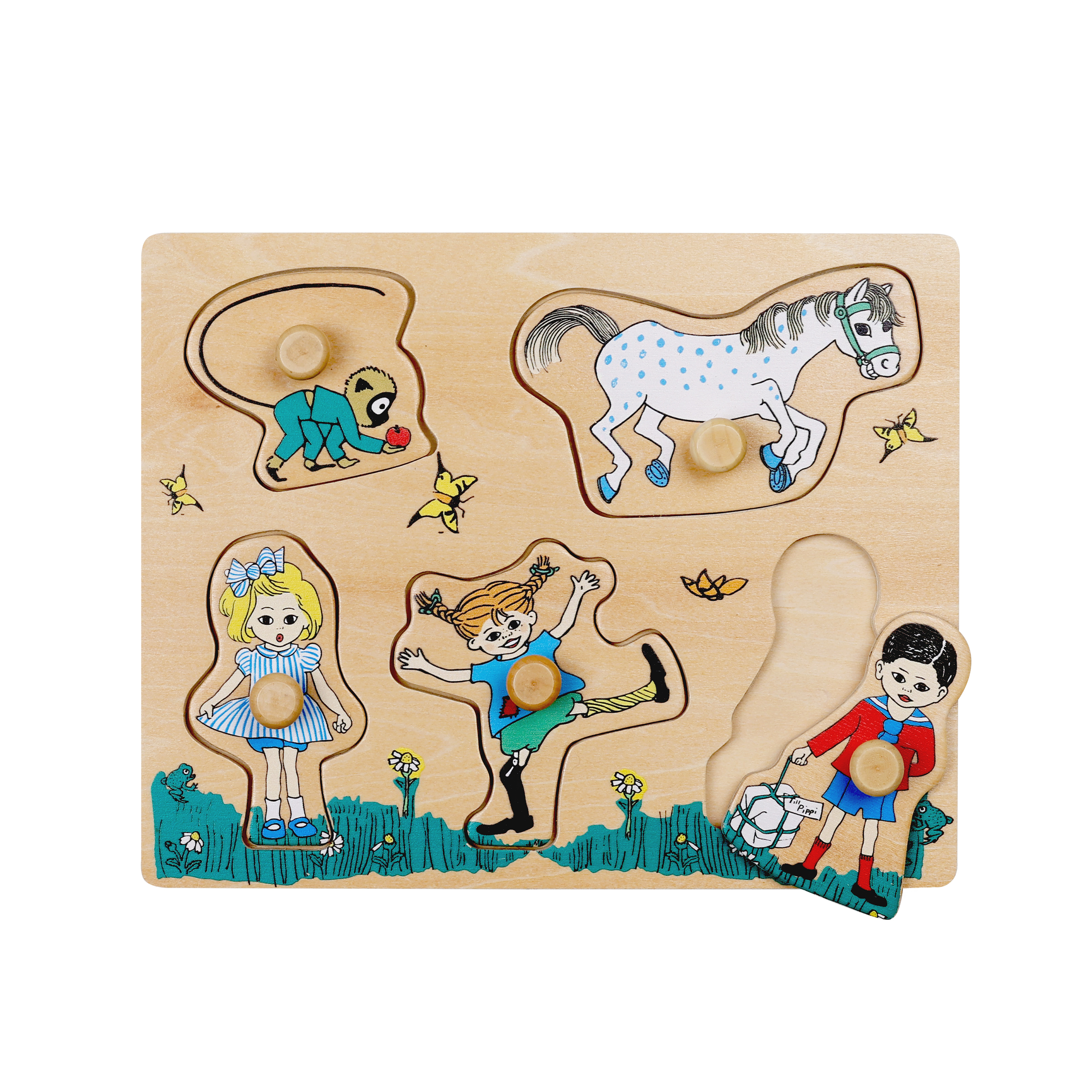 Kids puzzles pippi puzzle with knobs 5 pieces