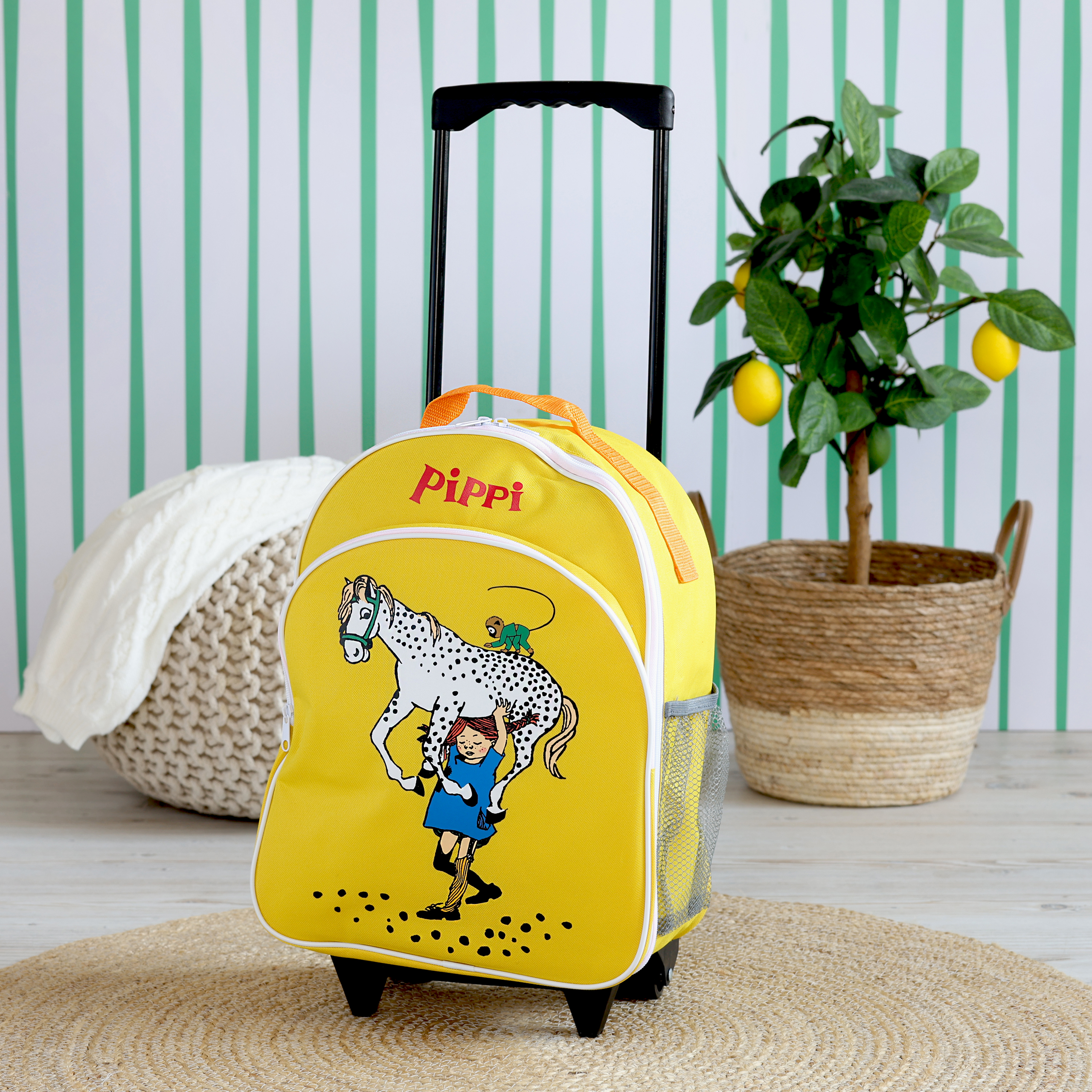 Pippi peppi pitkätossu lasten laukku matkalaukku keltainen