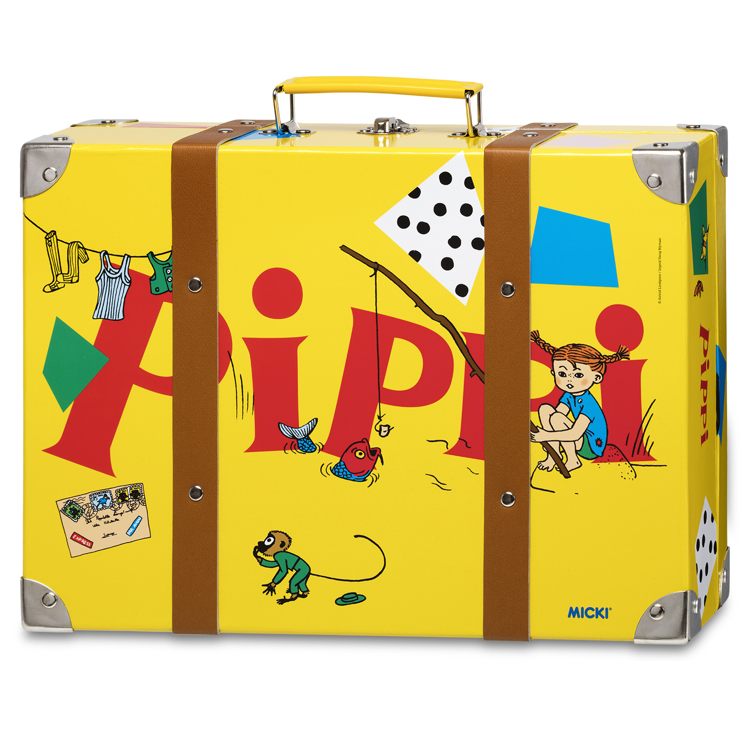 Pippi Longstocking pippi barnevesker reiseveske 32 cm gul