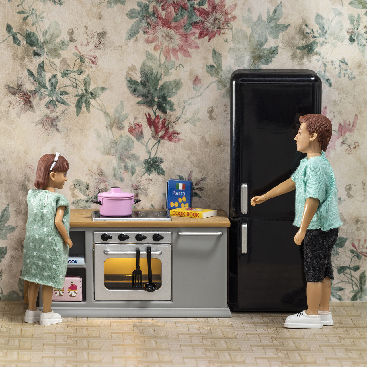 Dukkehusmøbler & tilbehør lundby dukkehusmøbler kjøkkeninnredning komfyr & kjøleskap med belysning