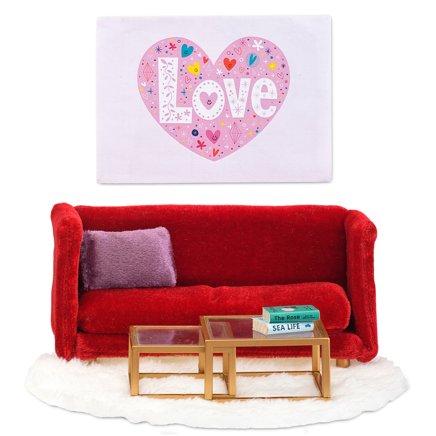 Lundby lundby dollhouse furniture living room set red
