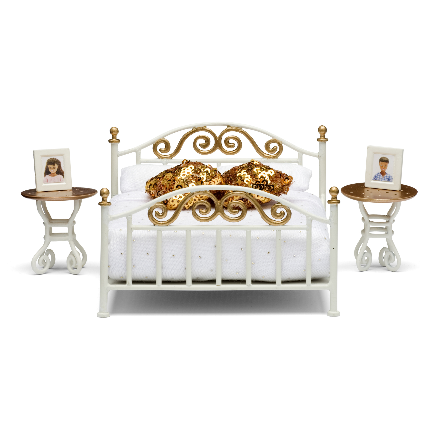 Lundby lundby dollhouse furniture bedroom set brass